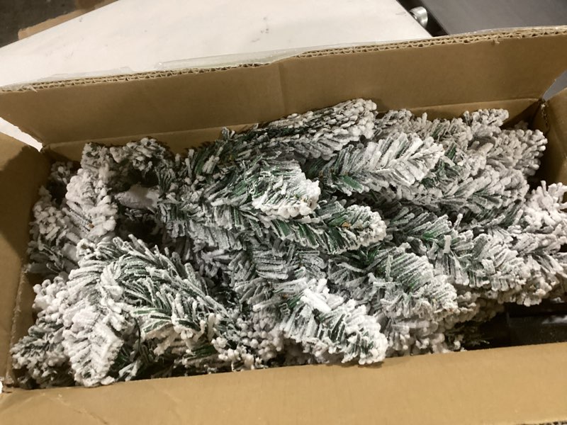 Condition photo showing As Is for Dolicer 3FT Flocked Small Christmas Tree with DlY Ornaments, Artificial Table Top Christmas Tree with 50 LED Lights Full Realistic Pretty Mini Xmas Trees for Small Space Holiday Party Home Decor