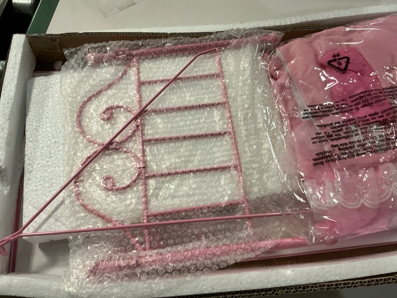 Condition photo showing Good Condition for Badger Basket Starlights Toy Metal Doll Bed with Canopy, Lights, and Bedding for 18 inch Dolls - Pink