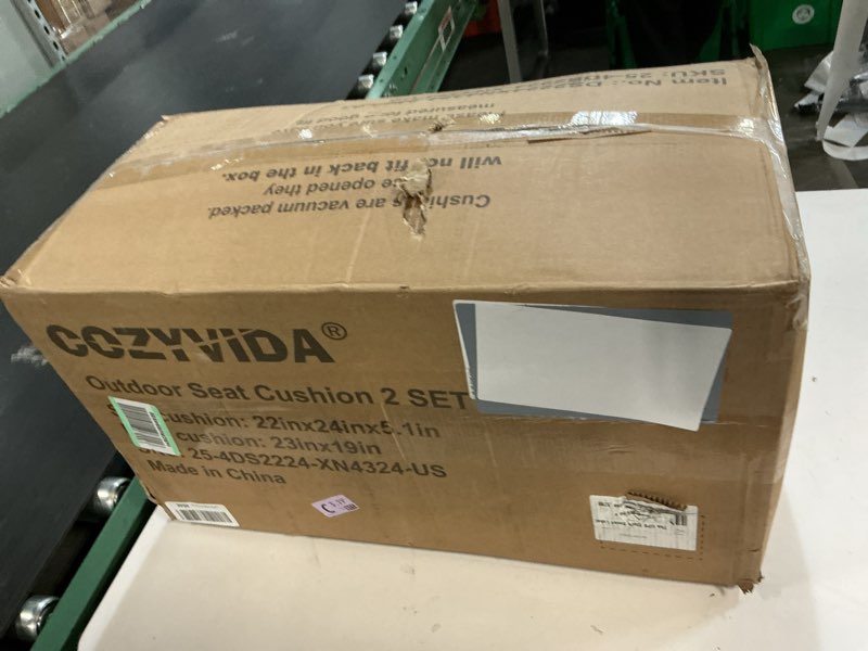 Condition photo showing New/Like New for cozyvida outdoor deep seat cushion set of 2, 22"x24"x5.1" seat & 23"x19" back, c0 water-resistant breathable fabric, uv-resistant 1000+ hrs, 30d foam with recycled fiber fill,natural linen natural linen 22"x24"x5.1" 2sets