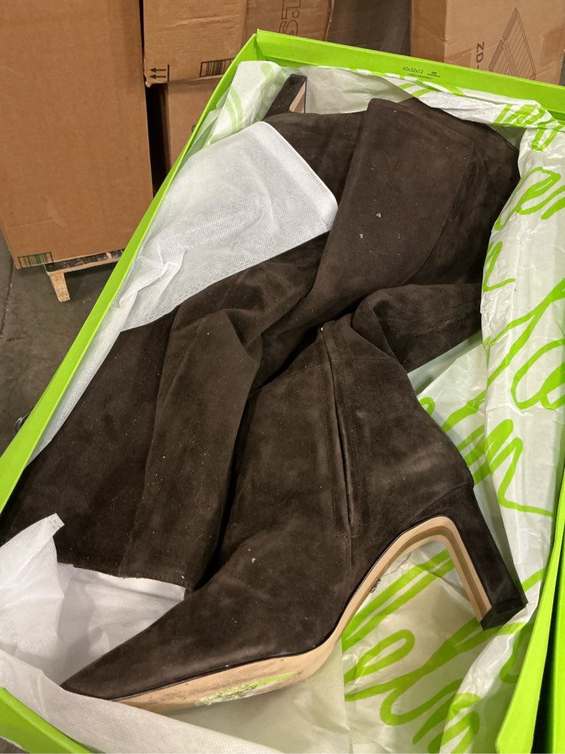 Condition photo showing As Is for sam edelman women's sylvia boots 9.5 wide chocolate brown extra wide calf