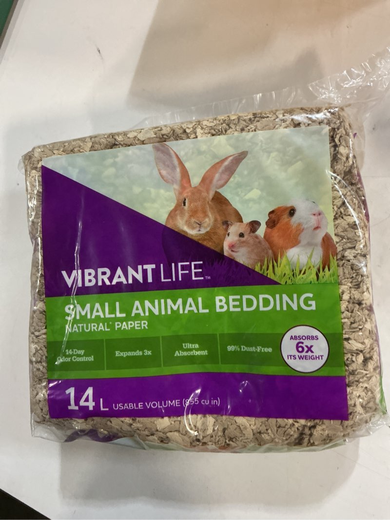 Condition photo showing New/Like New for vibrant life small animal bedding, natural brown paper, 14 l bag