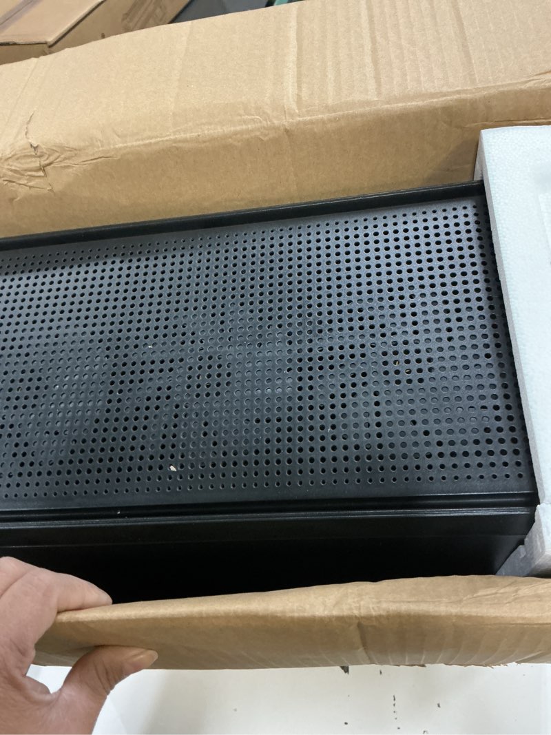 Condition photo showing As Is for gamma c50 bk argb micro-atx mini tower pc case,4 pre-installed argb fans,side panoramic view,fully ventilated airflow,magnetic dust filters,support max 360mm aio/340mm gpu,for matx/itx mini-tower gamma c50 bk argb
