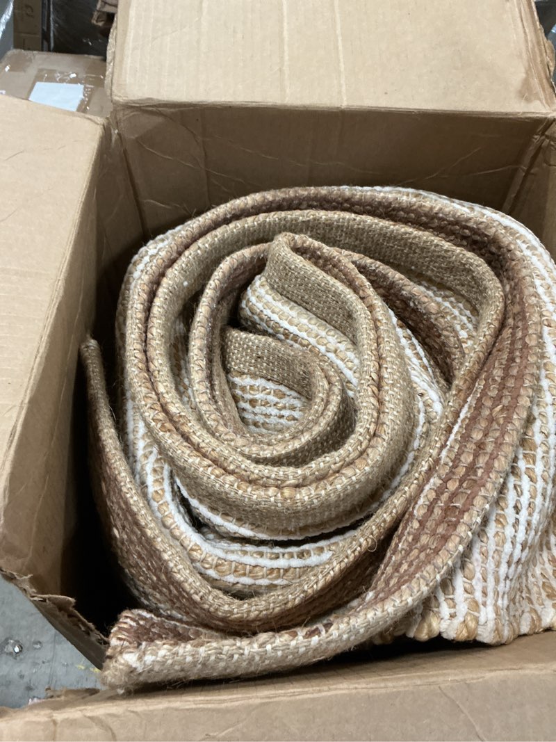 Condition photo showing Good Condition for s & l homes jute pulse handwoven natural area rug for living room bedroom kitchen hallway entryway- rustic vintage farmhouse decor - (5' x 8' natural ivory) 5' x 8' (rectangular)
