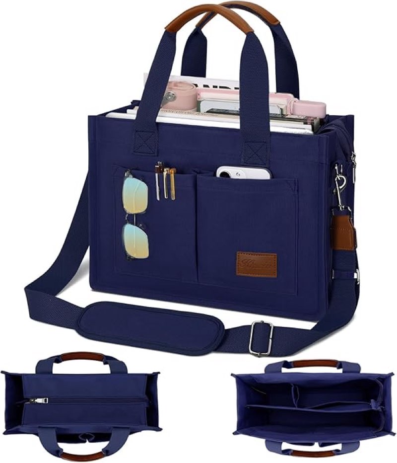 kkxiu large canvas tote bag for women with zipper and compartments crossbody work bible messenger purse bag with pockets
