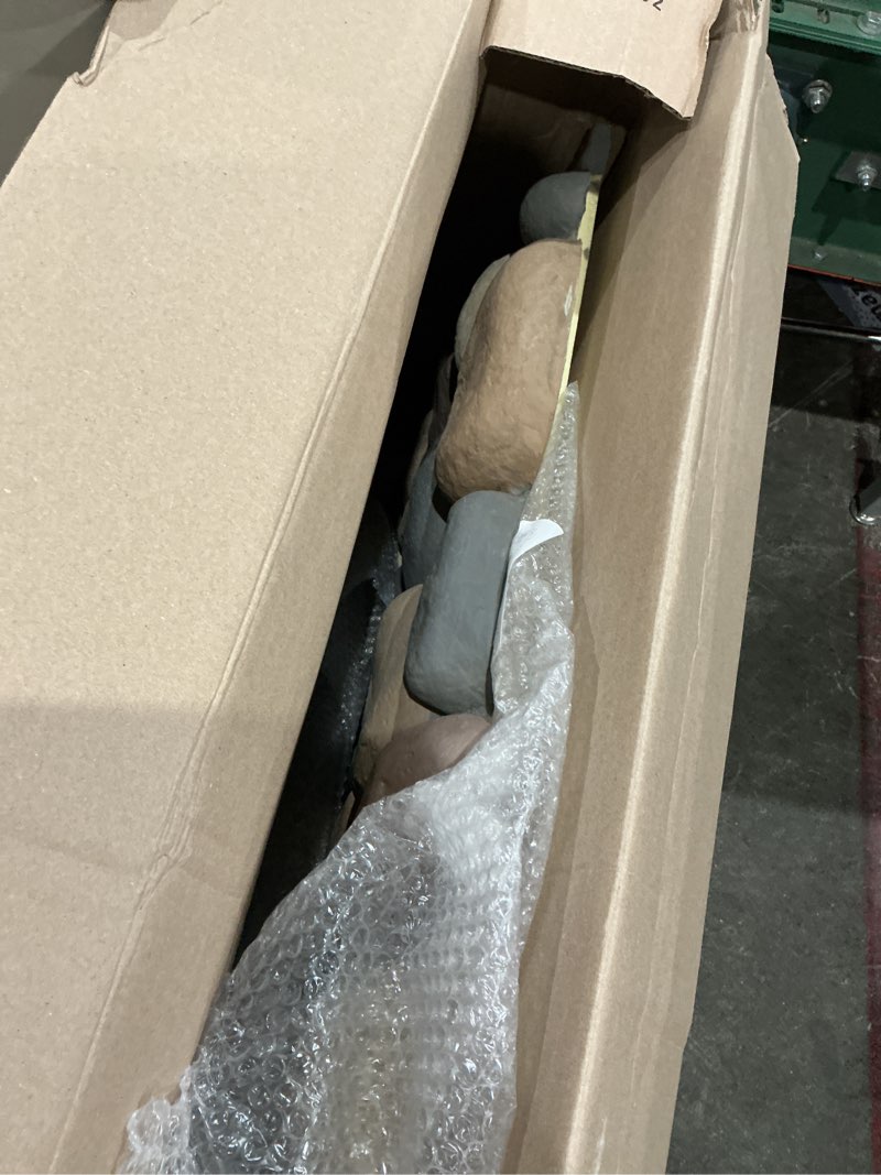 Condition photo showing Good Condition for color differs from stock photo. everstone river rock faux rock panel, 49\"w x 24 3/4\"h x 3\"d, pebble mix color