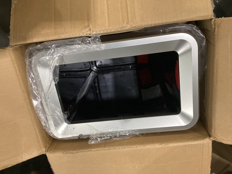 Condition photo showing Good Condition for itouchless 18 gallon open top kitchen trash can recycling bin with wheels and double odor filters rectangular commercial stainless steel 68 liter trashcan home office work bedroom livingroom garage silver rectangular 18 gallon