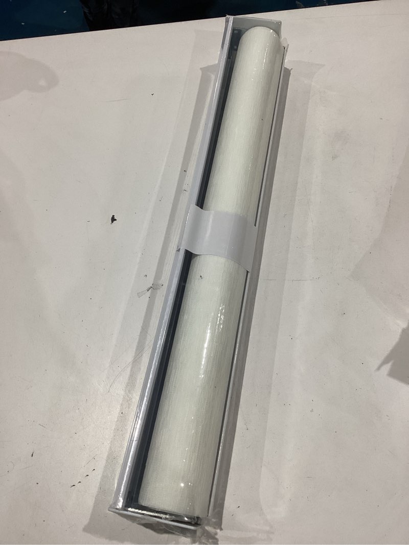 Condition photo showing New/Like New for 22" w x 72" h cordless light filtering roller shade for windows, free stop windows shades, thermal insulated linen-style blinds for home and office, modern window blind color-matched (white) 22"w x 72"h white