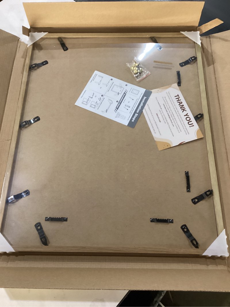 Condition photo showing New/Like New for Dreamland 16x20 Poster Frame with Mat for 11x14, USA-Sourced Natural Oak Wood Picture Frames with Real Glass, 16"x20" Handcrafted Round Corner Frame for Gallery Art Prints or Home Decor