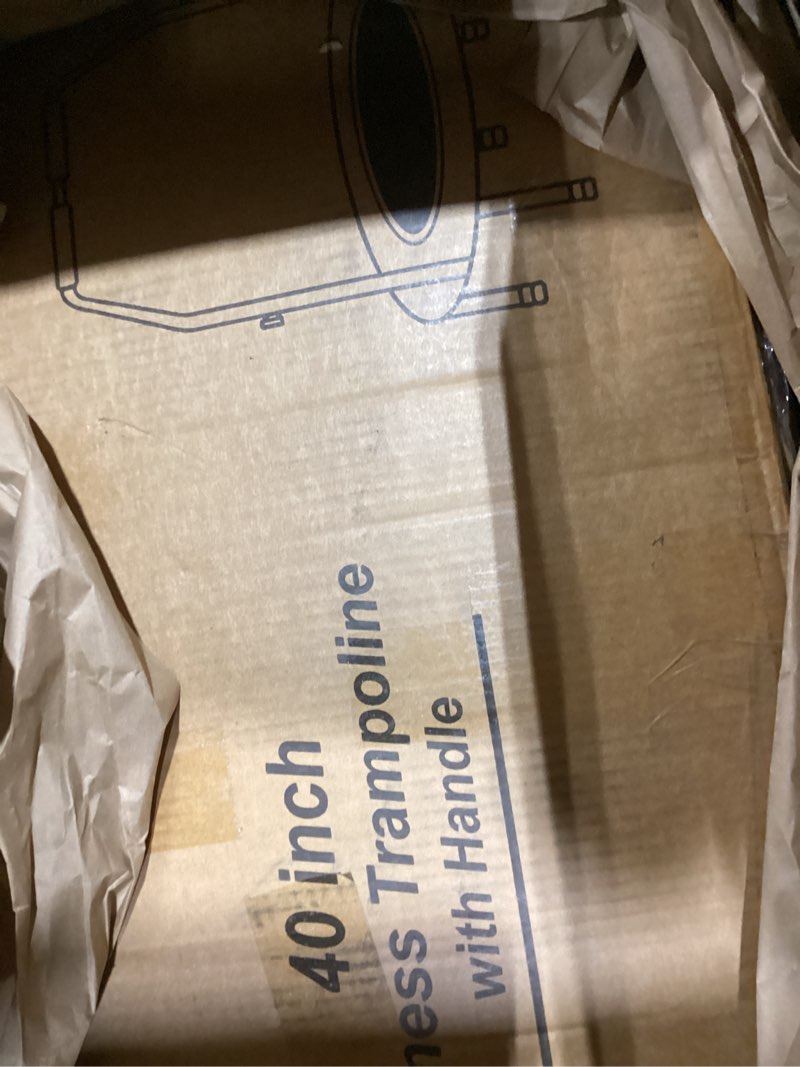 Condition photo showing New/Like New for RAVS Mini Trampoline for Kids Adults 40"/48" Foldable Fitness Rebounder Kids Trampoline with 5 Levels Height Adjustable Handle Resistance Bands Indoor Workout 40-inch