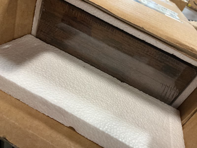 Condition photo showing New/Like New for bayka floating shelves, 22.5 inches rustic wood wall shelves for bathroom?bedroom, living room, kitchen & book, hanging display decor organization shelf with 22 lbs capacity (rustic brown) b. rustic brown - americana farmhouse style 22.5inches