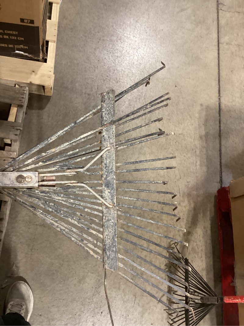 Condition photo showing As Is for craftsman 24-in steel leaf rake with wood handle