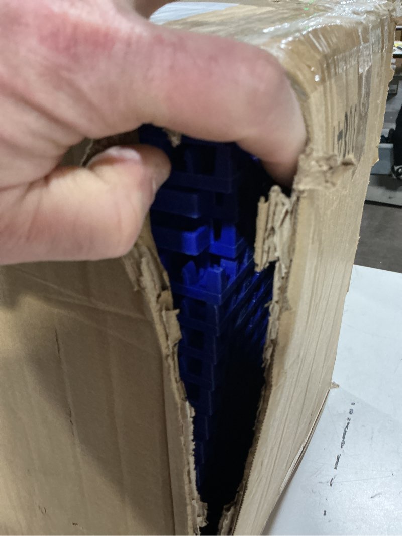 Condition photo showing Good Condition for jxgzyy 24 PCS Basketball Court Tiles, 5/8 Inch Thick Modular Interlocking Outdoor Floor Tiles Over Grass, Non Slip PP Drainage Mat for Tennis Court Drain Deck Pool Patio Shower Kitchen Garage Balcony Blue