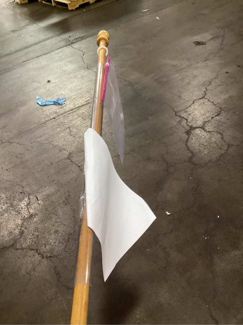 Condition photo showing Good Condition for evergreen 56" solid wood flag pole with holder, anti-wrap tube for 3'x5' flags, wall mounted, residential/commercial