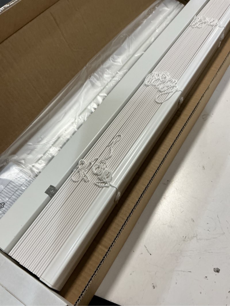 Condition photo showing Good Condition for lazblinds 2-inch cordless faux wood blinds with royal valance, room darkening horizontal window blinds, inside mount blinds for windows - fit for window 31" w x 36" h - white white 31"w x 36"h