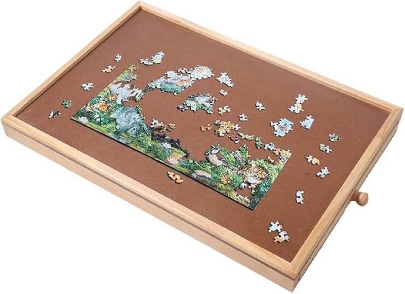 100 Piece Compact 17.3 X 13.3 Inch Puzzle Board - Suitable for Puzzles Up to 16 X 12 Inches,Personal Small Jigsaw Puzzles Table,with Storage Drawers