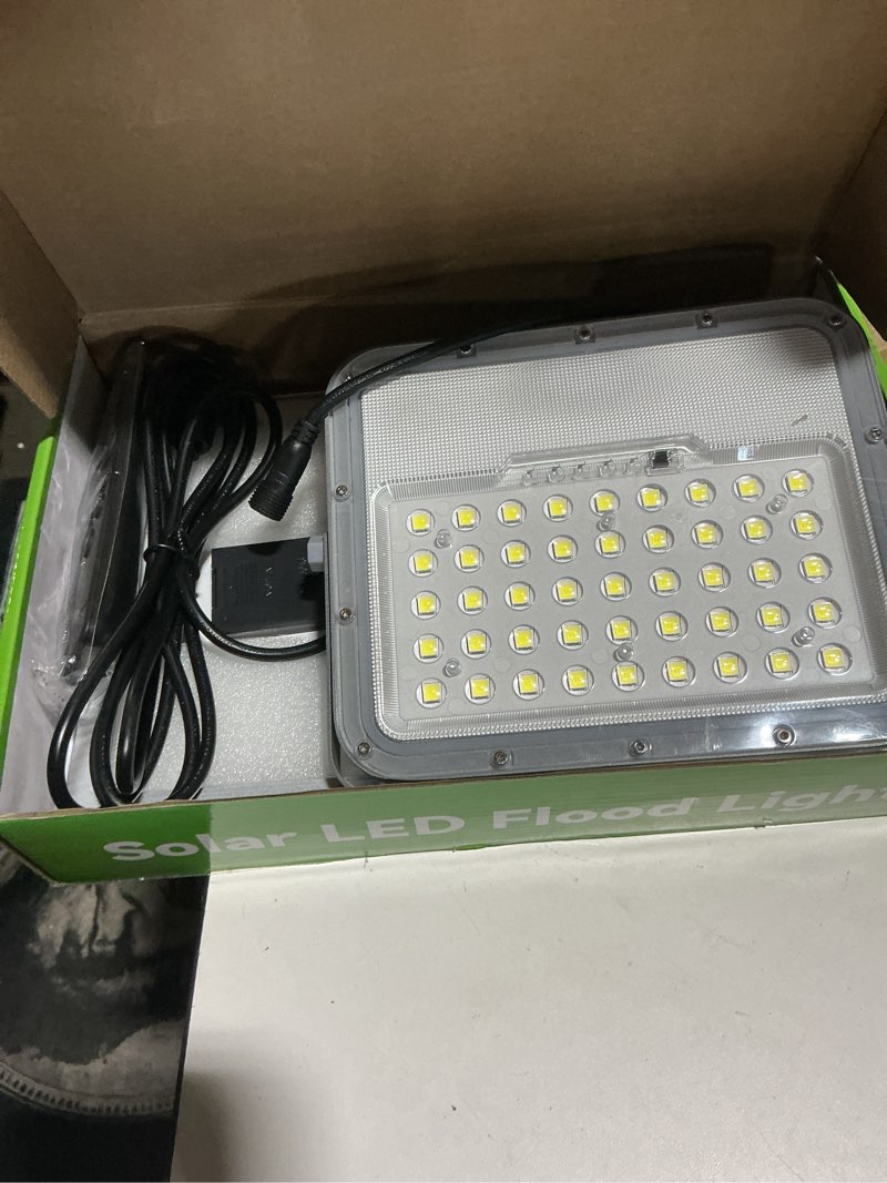 Condition photo showing Good Condition for engrepo solar lights outdoor 3000lm auto on/off dusk to dawn light with 10000mah, ip65 waterproof outside solar powered security flood light with remote control for wall porch shed barn