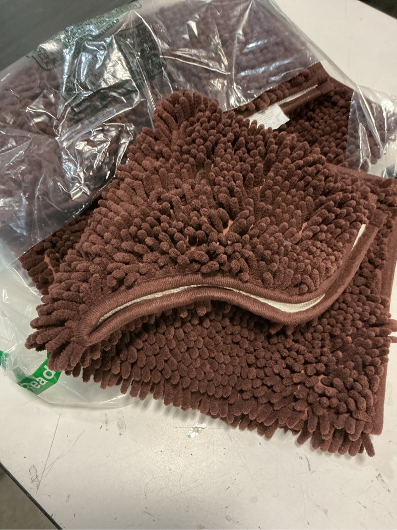 Condition photo showing Good Condition for Bathroom Rugs Sets 2 Piece,Super Absorbent Soft,Thick,Machine Washable Chenille Bath Mat,Non Slip Toilet Floor Rug,Bath Mats for Bathroom,20x32 Plus 20x20 U Shape,Coffee Coffee 1'8" x 2'8" (20x32''+20x20''U shape)