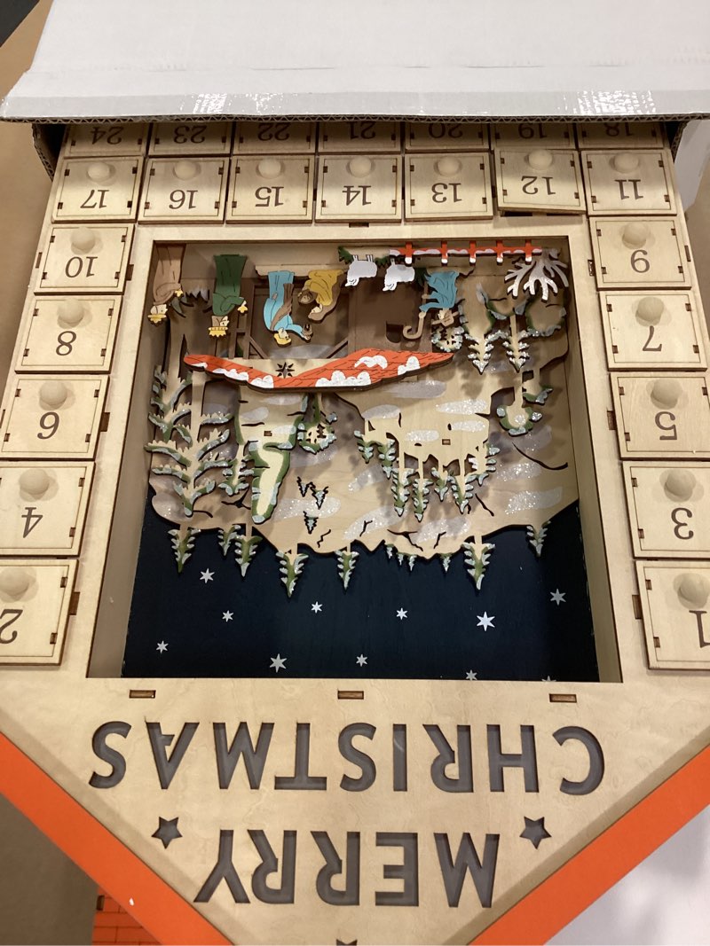 Condition photo showing Good Condition for Kurt S. Adler 19-Inch Battery-Operated Light-Up Advent Calendar House with Nativity Scene
