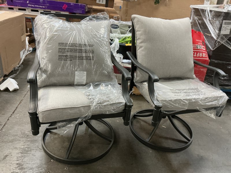 Condition photo showing Good Condition for style selections elliot creek set of 2 dark gray steel frame swivel rocker rocking chair 