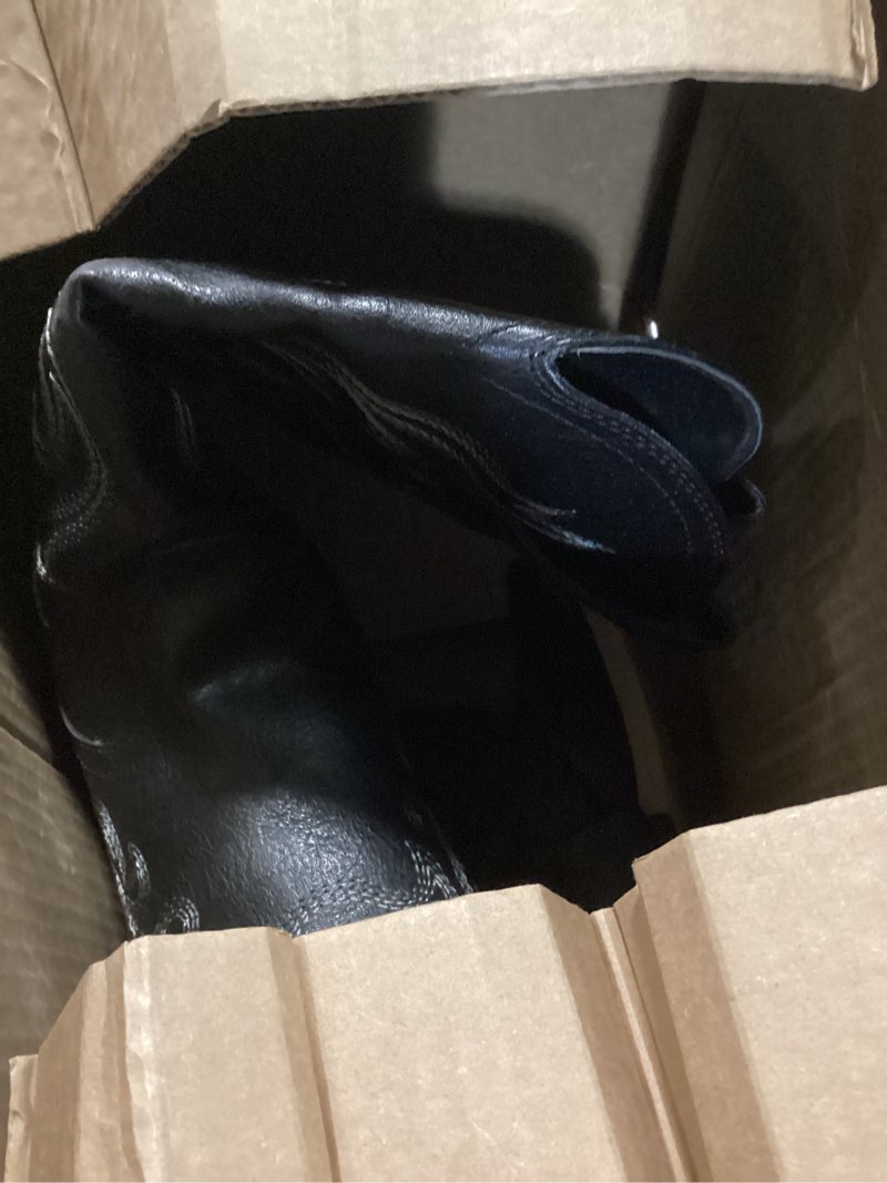 Condition photo showing As Is for hisea rollda cowboy boots for women western cowgirl boots with chunky heel ladies snip toe mid-calf boots 10 metal black