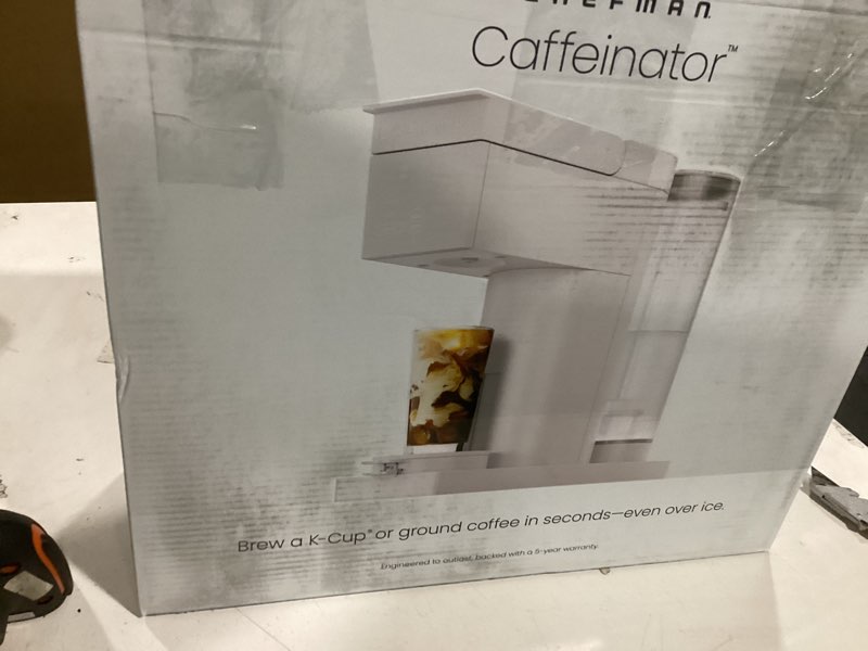 Condition photo showing As Is for chefman caffeinator single serve coffee maker, brew kcups & grounds, drip coffee machine with brew s