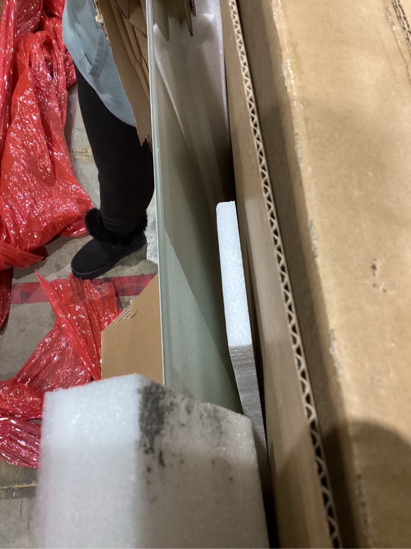 Condition photo showing As Is for CORNER OF BOX DAMAGED, POSSIBLE DAMAGE/MISSING PARTS AS IS!   Quartet Non-Magnetic Glass Dry Erase White Board, 96"W x 48"H Whiteboard, Infinity Frameless Mounting, White Surface (G9648NMW)