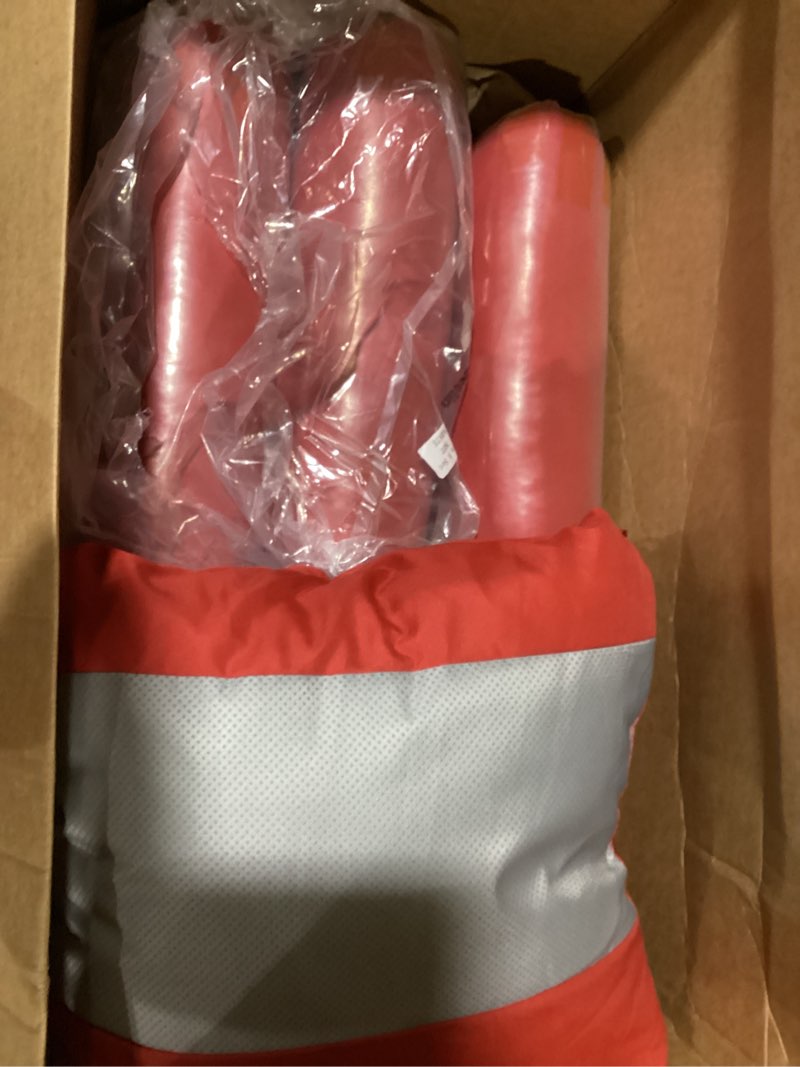 Condition photo showing Good Condition for geelin 4 pack high back patio chair cushions for outdoor, 44 x 21 x 5 inch tufted seat and back pads with ties, thick weather resistant cushions for outdoor furniture (red) red 4