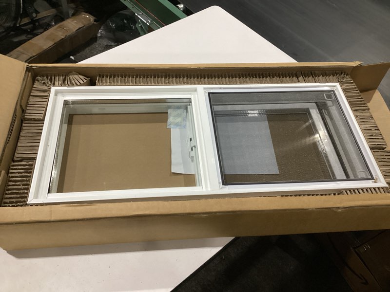 Condition photo showing New/Like New for jixun left-hand single sliding vinyl window white with dual pane insulated glass