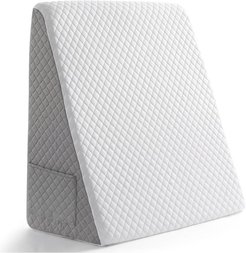 premium bed wedge pillow - ergonomic support for sleeping, post-surgery, acid reflux relief, and more - certipur-us certified memory foam - removable cover included, triangle, 24" x 22" x 7.5"