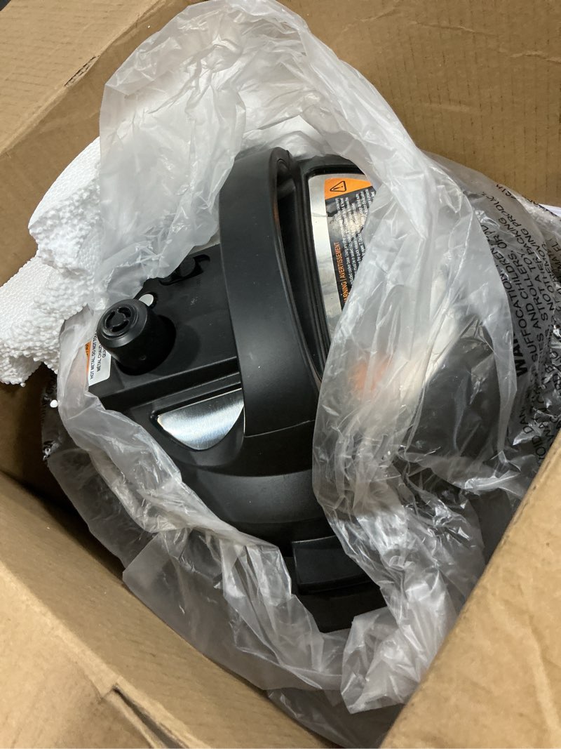 Condition photo showing As Is for instant pot duo 7-in-1 mini electric pressure cooker, slow rice cooker, steamer, sauté, yogurt maker, warmer & sterilizer, includes free app with over 1900 recipes, stainless steel, 3 quart