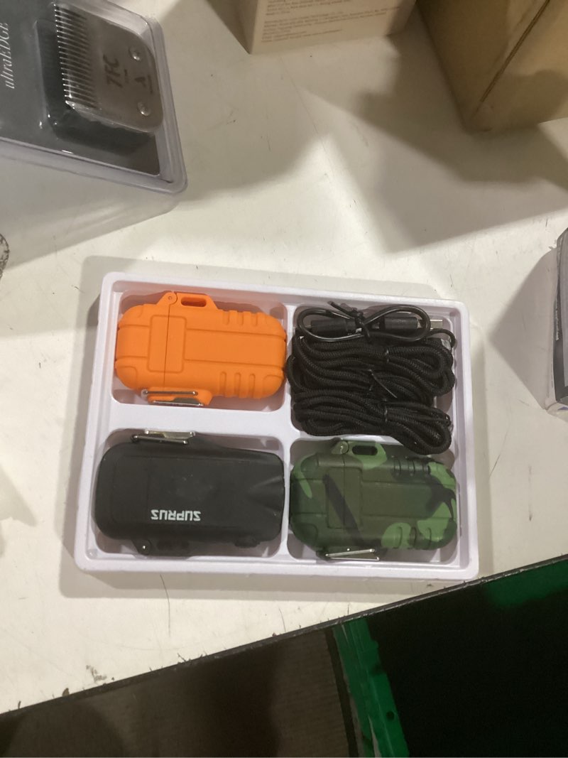 Condition photo showing Good Condition for LcFun 3 Pack Waterproof Outdoor Lighter, Windproof Torch Lighters Butane Refillable, Electric Dual Arc Plasma Lighter USB Rechargeable, Camping Hiking Survival Tactical Gear Gadgets for Men Orange+ Black+ Camo 3
