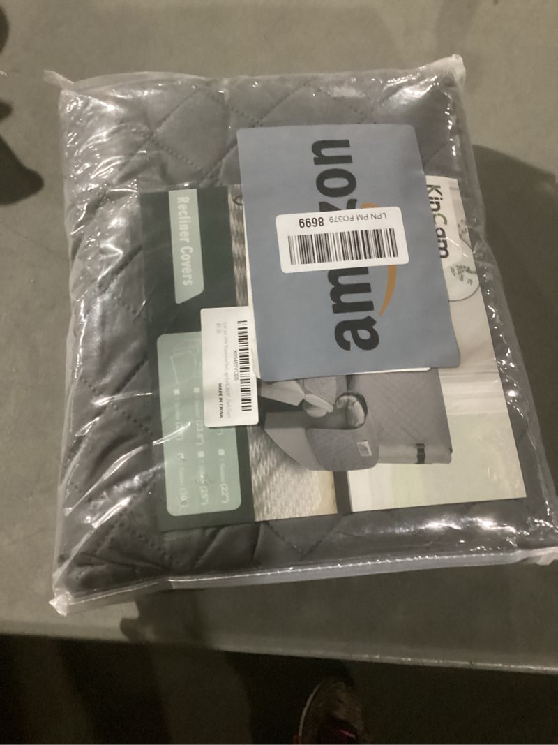 Condition photo showing Good Condition for kincam 100% waterproof recliner chair cover, reclining couch covers for pets, dogs, recliner couch slipcover furniture protector with elastic straps for kids(30", dark gray) dark gray 30"