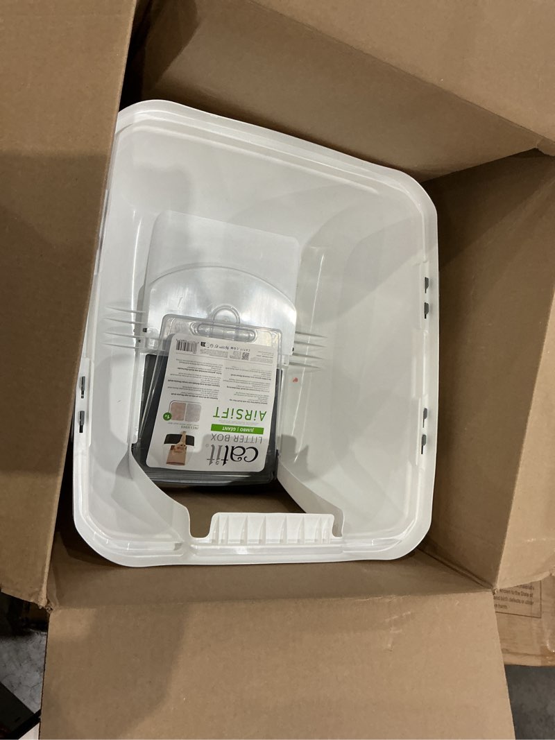 Condition photo showing Good Condition for catit airsift jumbo hooded litter pan, warm gray/white - privacy and easy access for cleaning - ideal for larger or multiple cat households