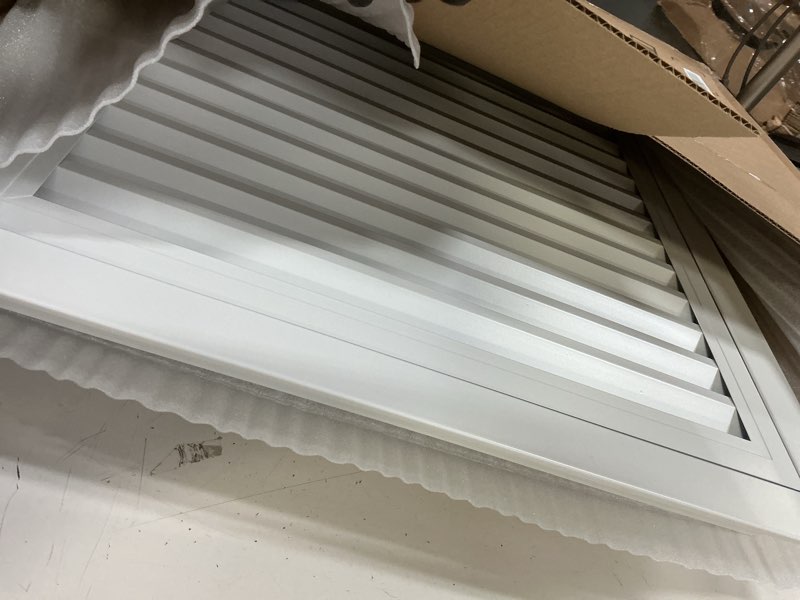 Condition photo showing Good Condition for patikil 18" x 18" aluminum return grille, return air vent cover linear bar removable grille with mesh filter for sidewall wall ceiling floor hvac system, white 18 x 18 inch