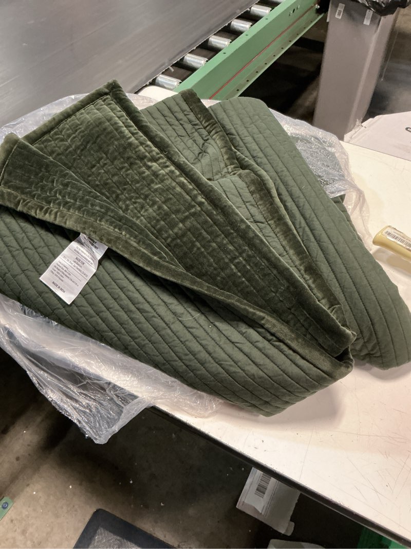 Condition photo showing As Is for quince cotton velvet channel quilt full/queen moos