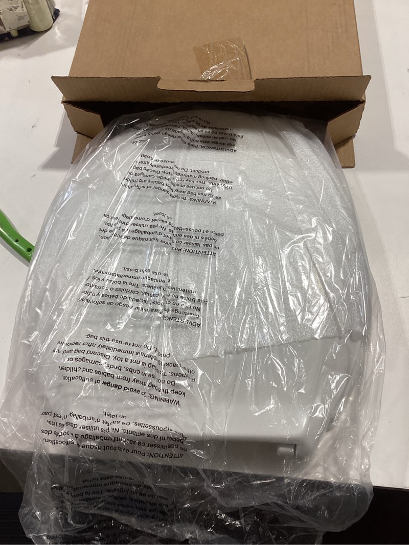 Condition photo showing New/Like New for centoco round toilet seat, residential or light weight commercial, open front with cover, plastic, made in the usa, dsamaz22-001, white open front / made in the usa round white