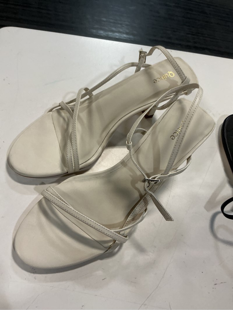 Condition photo showing Good Condition for italian leather 70mm strappy heel size 7 white 