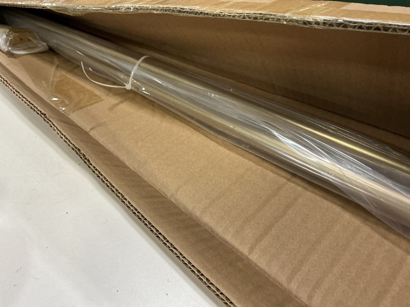 Condition photo showing Good Condition for Warm Gold Disc Curtain Rods, 84-144 Inches Window Curtain Rod,Adjustable Room Darkening Drapery Rod with Aluminum Finials and Brackets,Wrap Around Design 84-144" Warm Gold