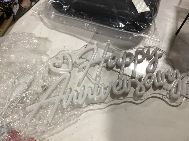 Condition photo showing Good Condition for sylhome happy anniversary led neon light sign family business celebrate banner wall sign decor birthday wedding anniversary valentine's day backdrop 15.75" x 9.8" usb warm white warm white happy anniversary