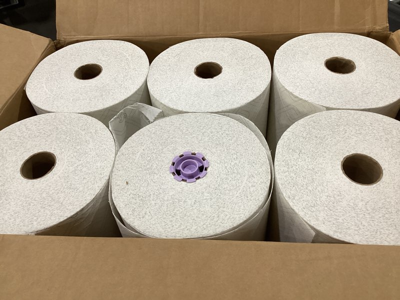 Condition photo showing New/Like New for Scott Professional High-Capacity Hard Roll Paper Towels, Bulk (02001), Hardwound, Elevated Design, Absorbency Pockets, White, for ScottBrand Purple Core Dispensers (6 Rolls at 950' Each, 5,700'/Case) 6 Rolls × 950'/Roll - Elevated Design