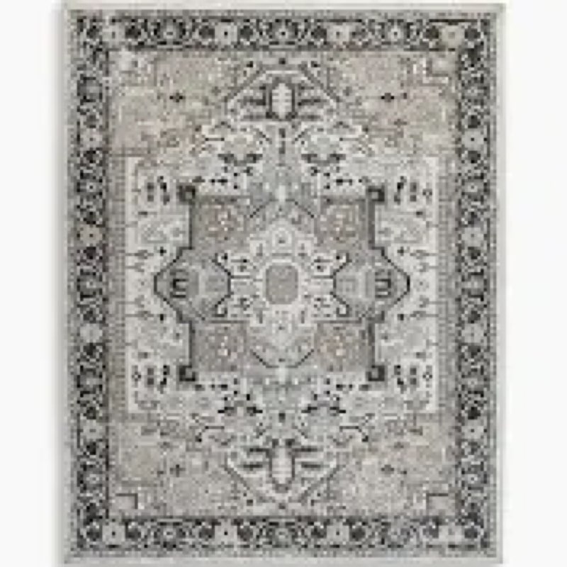 BEIMO Area Rugs for Living Room 8x10 Machine Washable Rug, Boho Vintage Retro Large Floral M Room, Low Pile Lightweight Thin Non Slip Rug, Dark Grey