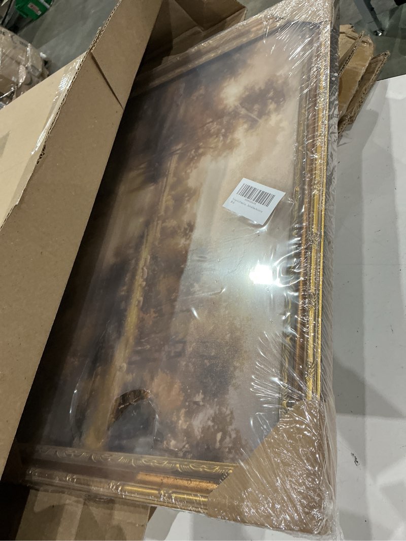 Condition photo showing New/Like New for vintage gold framed landscape wall art vintage river painting canvas prints landscape wall decor countryside sheep painting style poster print artwork for living room bedroom home decoration sheep lake 24"l x 16"w