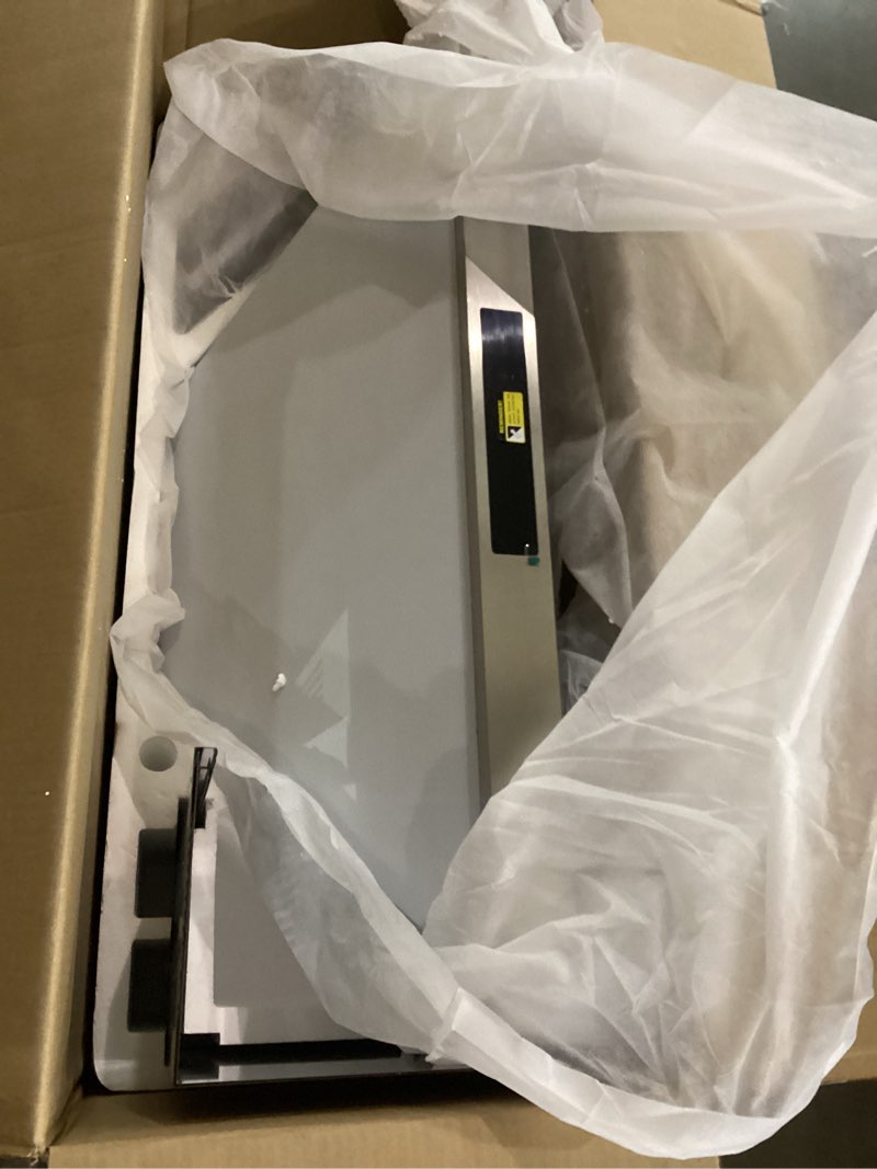 Condition photo showing As Is for 36 inch range hood wall mount, 1200 cfm with 4-speed gesture sensing & touch control, stainless steel ducted kitchen stove vent hoods with 2 led lights, time setting, dishwasher-safe baffle filters wall-mounted-tw1 36 inch