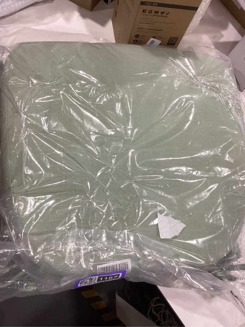 Condition photo showing Good Condition for battilo chair cushions for dining chairs with ties, indoor/outdoor kitchen chair pad with non-slip backing, dining seat cushion with machine washable removable cover, 16"x16"x2", set of 2, sage green sage green 2 count(pack of 1)