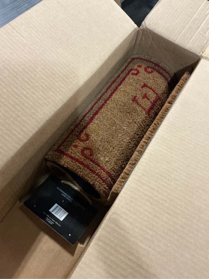 Condition photo showing New/Like New for KAF Home Holiday Coir Doormat with Heavy-Duty, Weather Resistant, Non-Slip PVC Backing | 17 by 30 Inches, 0.6 Inch Pile Height | Perfect for Indoor and Outdoor Use (Santa Stop Here)