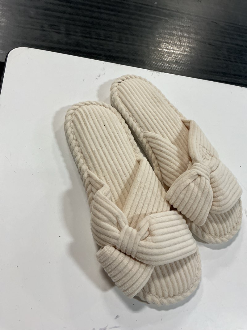 Condition photo showing Good Condition for ecetana womens house slippers cross band open toe comfortable home shoes