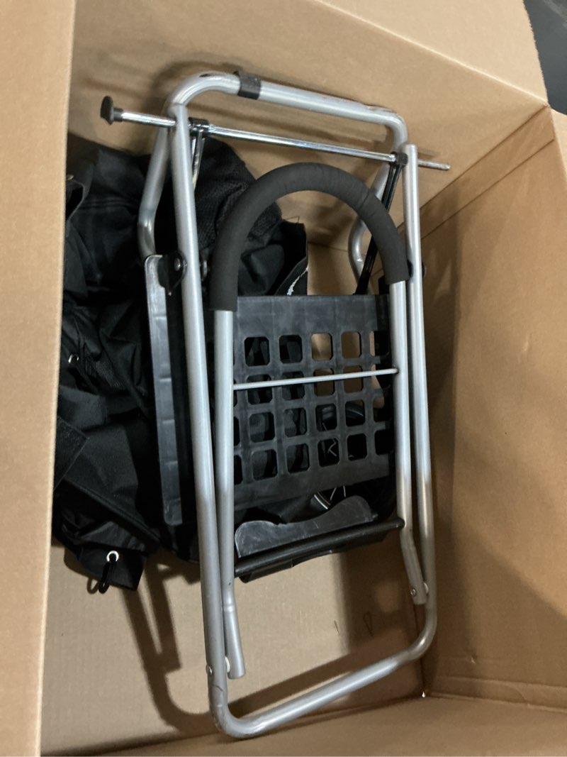 Condition photo showing As Is for dbest products trolley dolly black foldable shopping cart for groceries with wheels and removable bag and rolling personal handtruck standard cart black