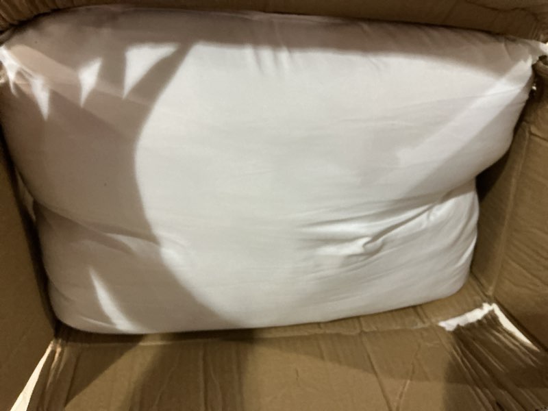 Condition photo showing Good Condition for Serta Down Illusion Soft Hypoallergenic Medium/Firm Bed Pillows for Side, Stomach or Back Sleepers (2 Pack), King, White White King Medium/Firm