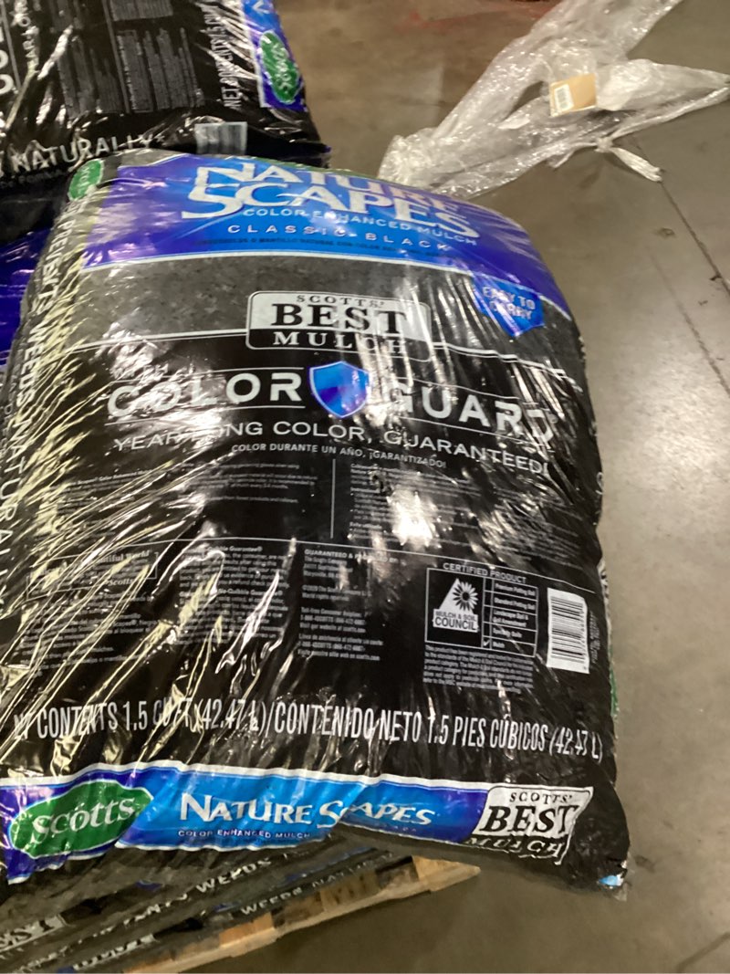 Condition photo showing Good Condition for similar to stock photo gardenwise premium black wood mulch for landscaping, gardens, lawns, potting media, and potted plants (1.3 cf - 37 l - 39 qts) 1.3 cf - 37 l - 39 qts black wood mulch