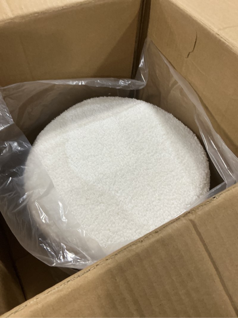 Condition photo showing Good Condition for Square Set of 2 Sherpa Nesting Storage Ottoman Stool Boucle Vanity Stool Footstool with Removeable lid Load up to 440 lbs for Livingroom Bedroom White UASND69W White 16.5" D x 16.5" W x 17.7" H